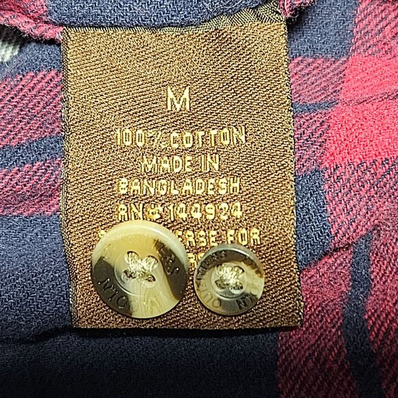 Lincoln Outfitters Flannel Button Front Shirt Mens Medium Red Plaid Long Sleeve - Picture 6 of 7